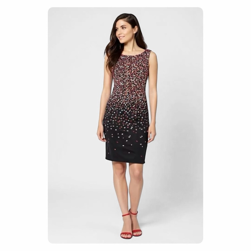 ★ New York & Company Scuba Sheath Dress - Multicolored Hearts ★